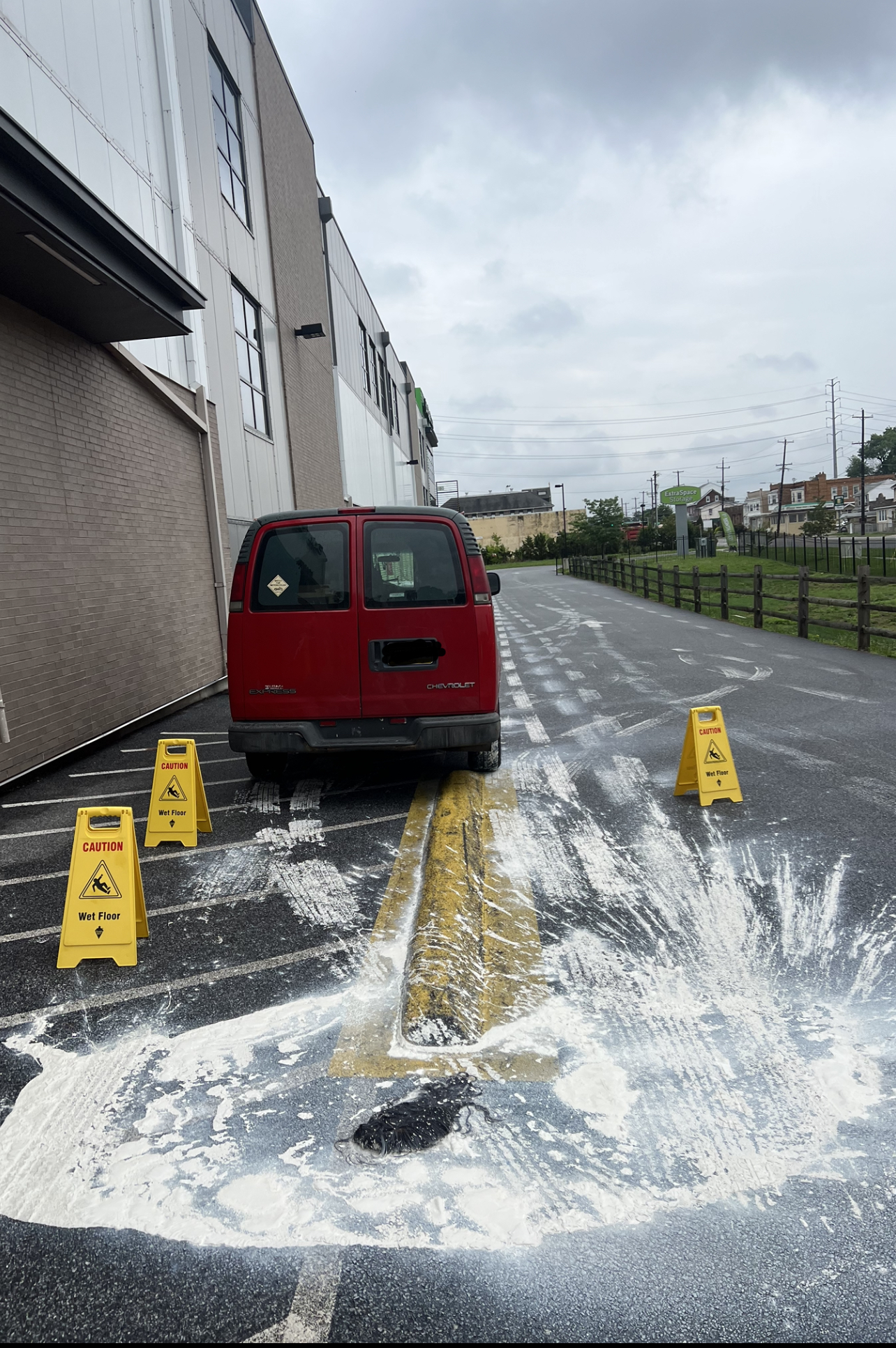 Emergency Latex Paint Spill Clean Up at Extra Space Storage Asphalt Parking Lot in Eddystone, PA Thumbnail